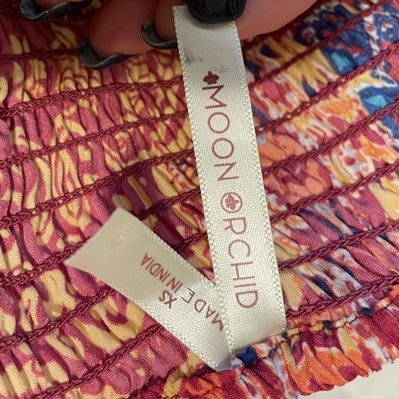 Moon Orchid Boho embroidered Maxi Dress Corset Top full skirt Flowy Bohemian  XS - Picture 9 of 12